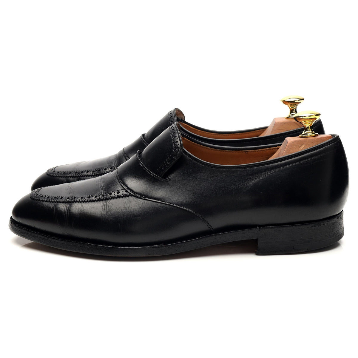 Black Leather Slip On Loafers UK 8.5 E