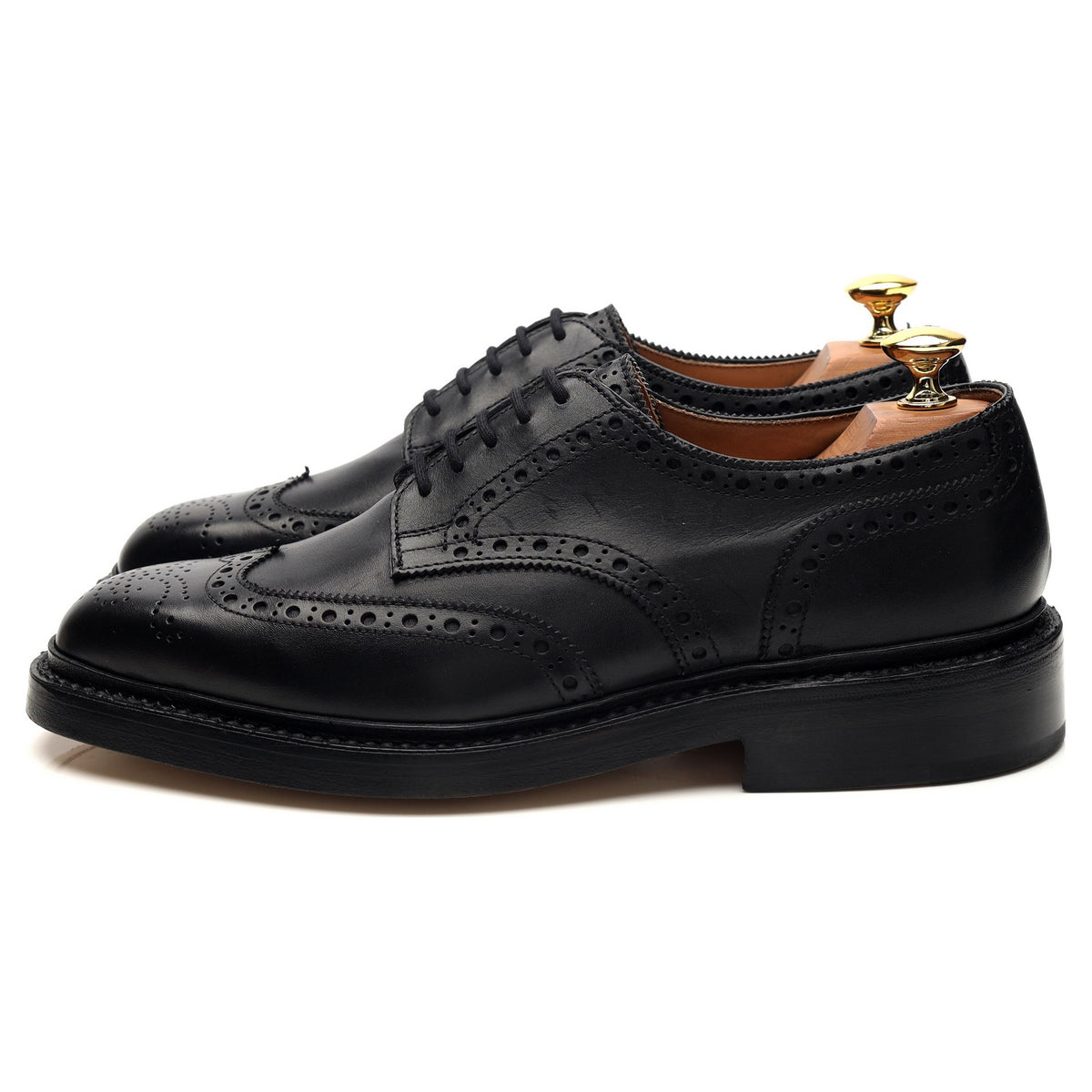 &#39;Newbury&#39; Black Leather Derby Brogue UK 6