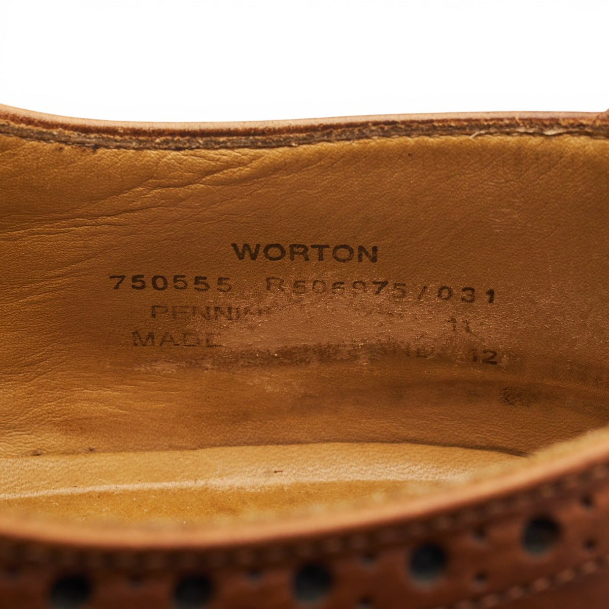 1880 'Worton' Tan Brown Leather Derby Brogues UK 11 G
