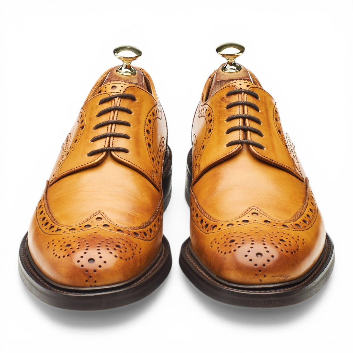 Tan Brown Leather Derby Brogues UK 7.5 F