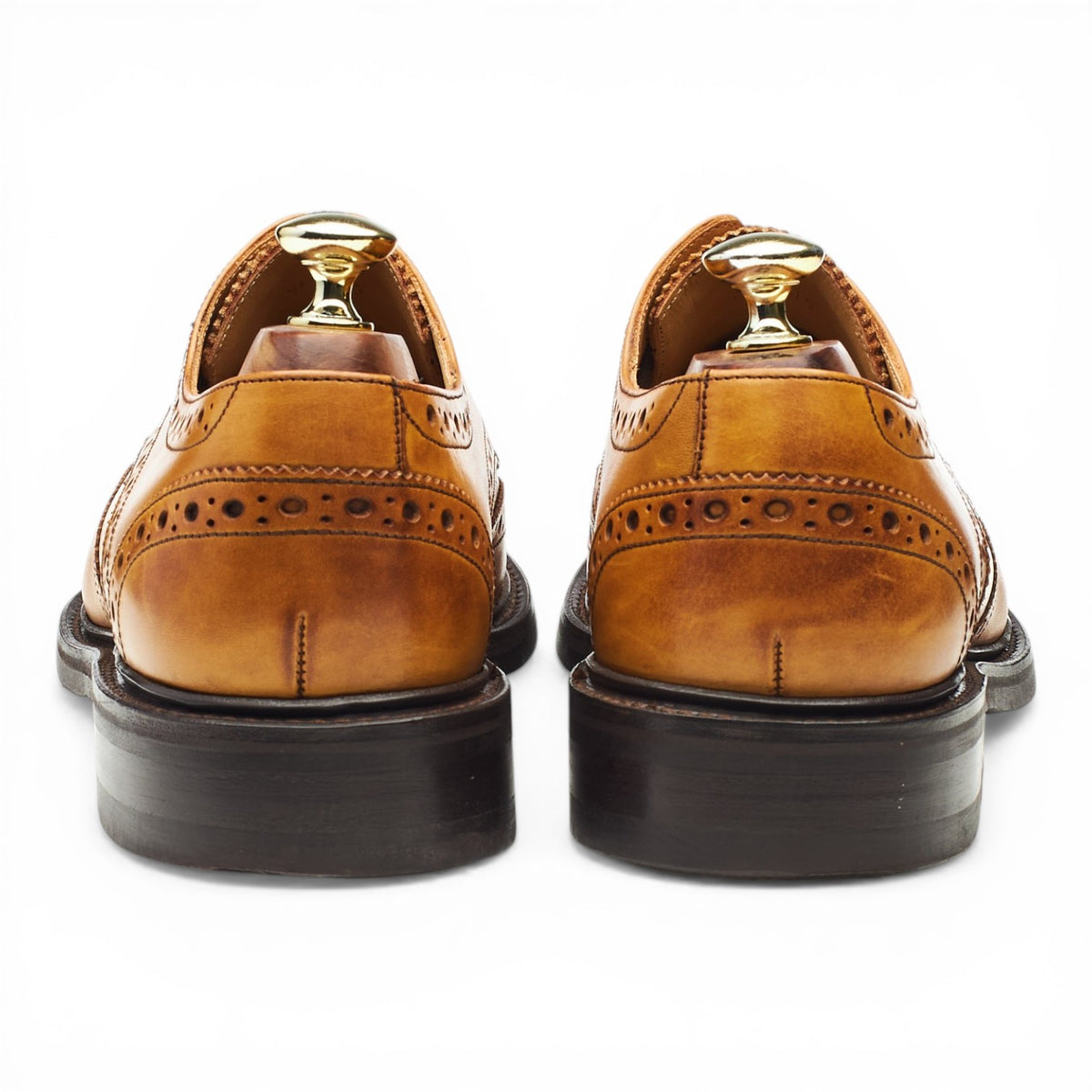Tan Brown Leather Derby Brogues UK 7.5 F
