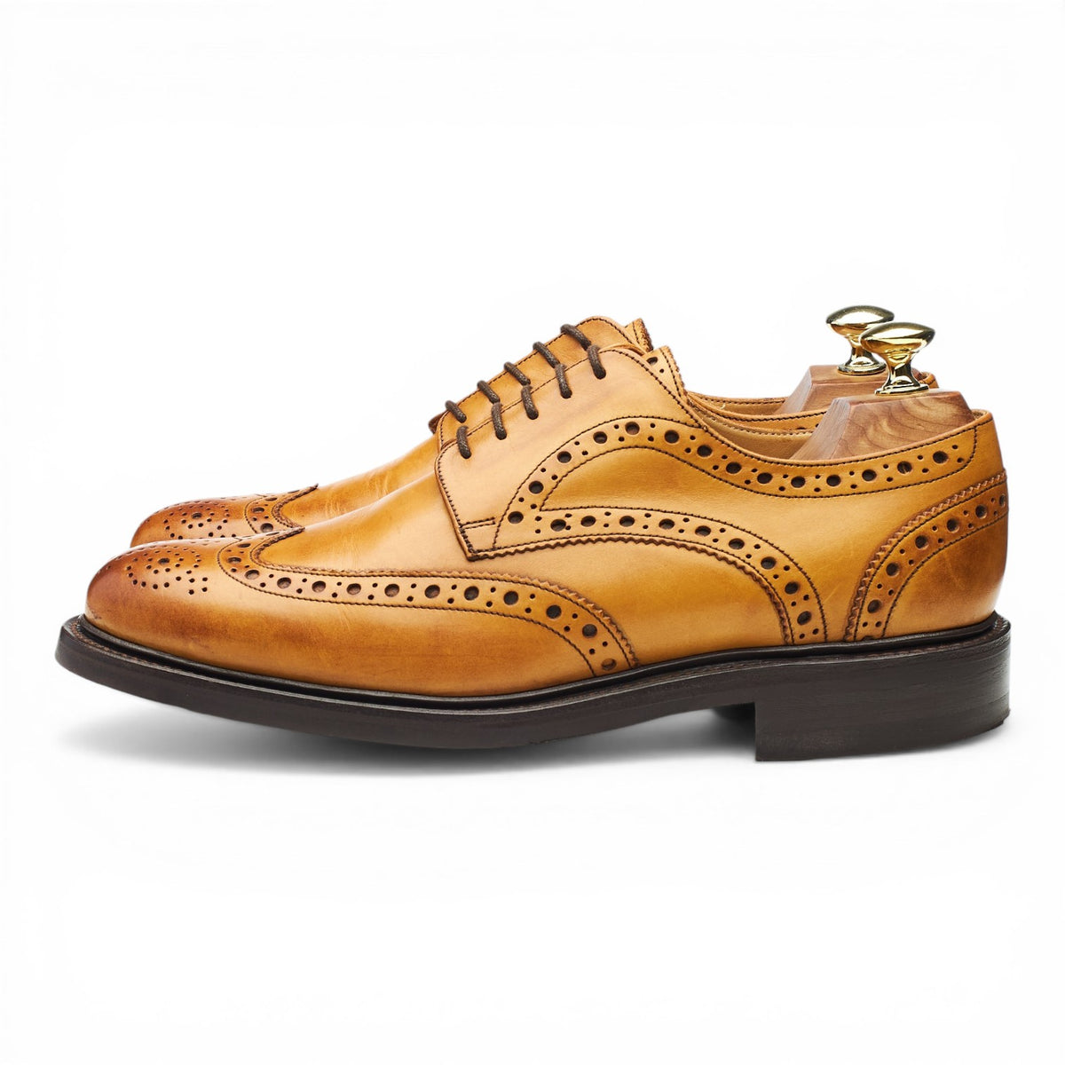 Tan Brown Leather Derby Brogues UK 7.5 F