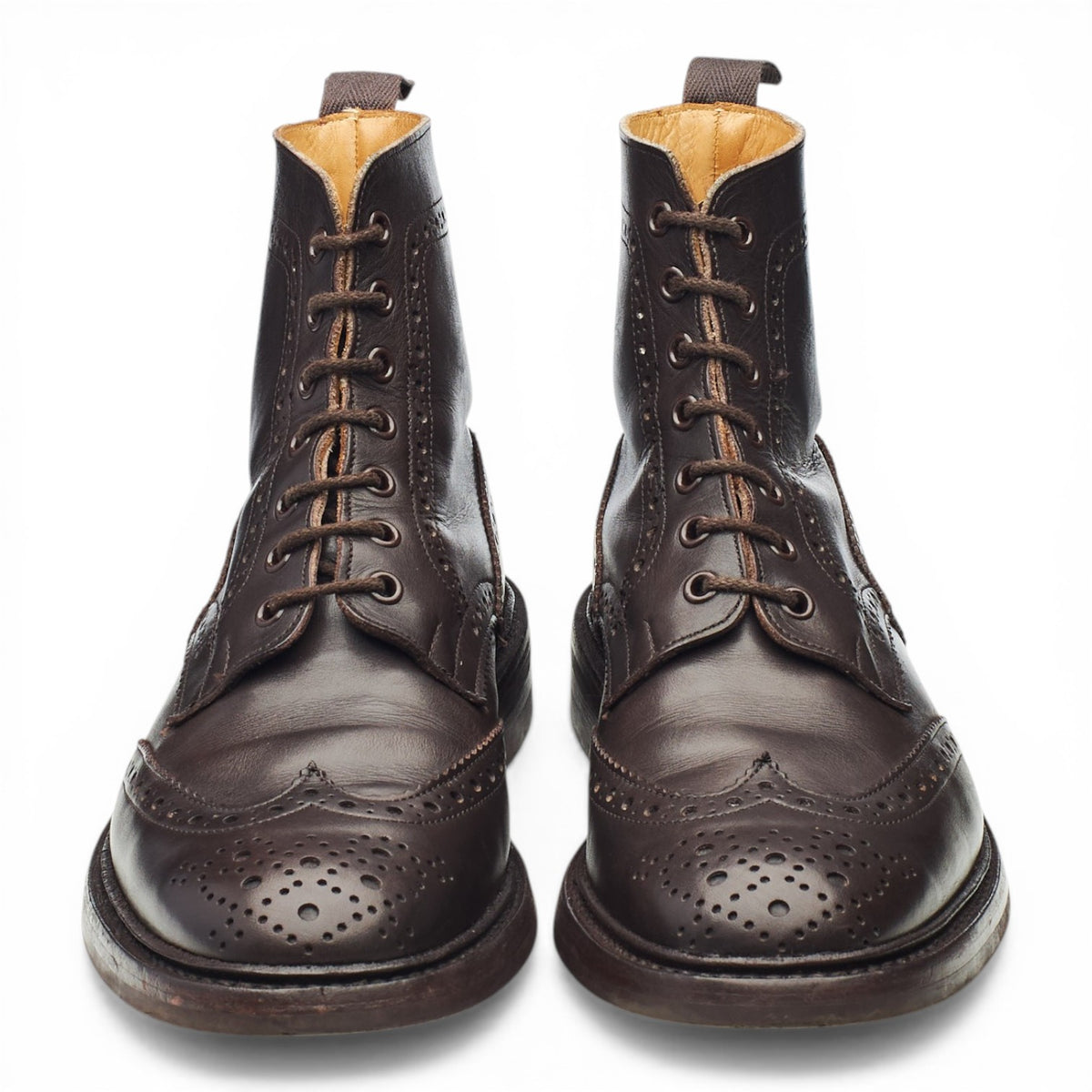 'Stow' Dark Brown Leather Brogue Boots UK 9