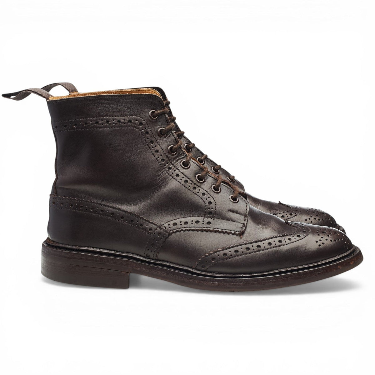 'Stow' Dark Brown Leather Brogue Boots UK 9