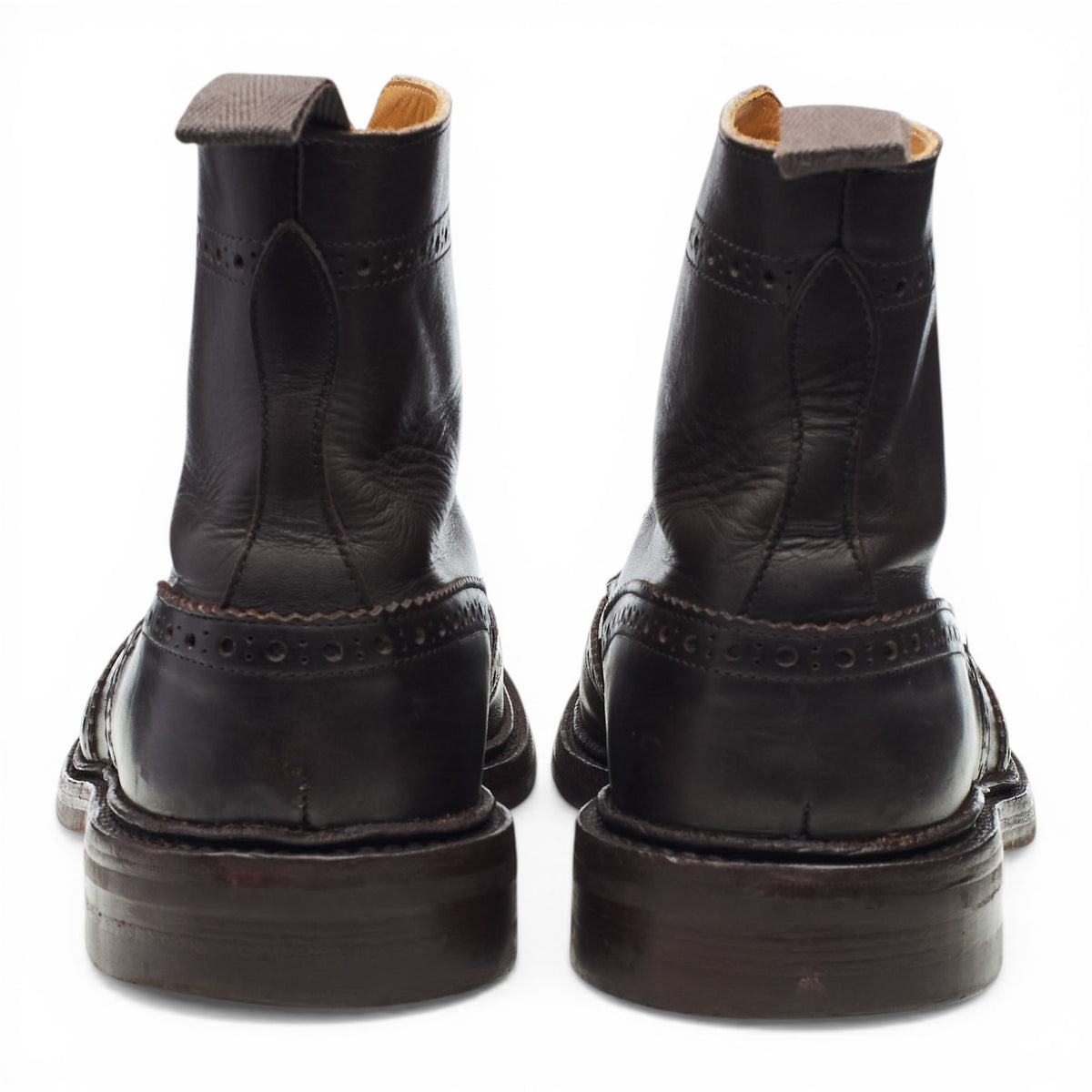 'Stow' Dark Brown Leather Brogue Boots UK 9