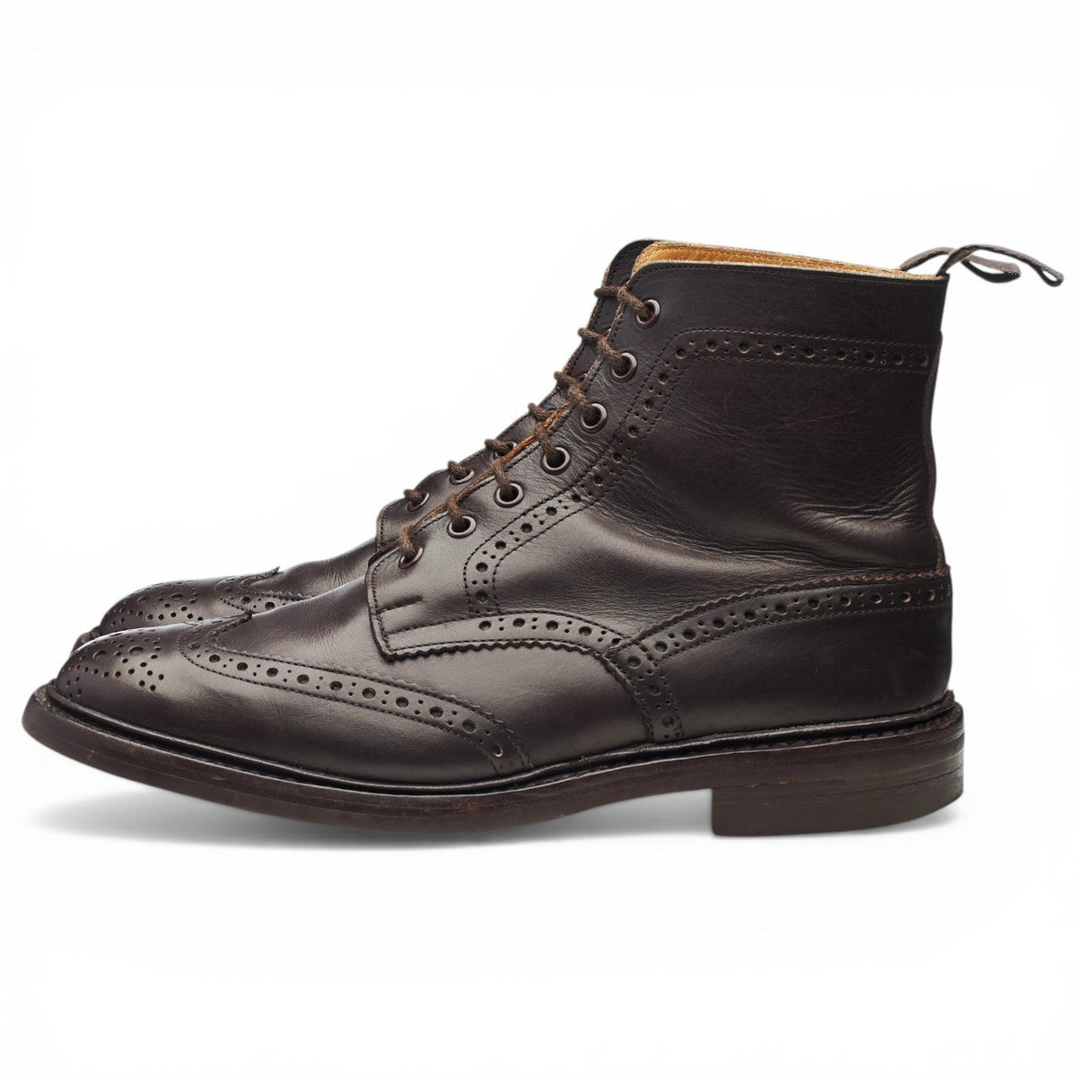 'Stow' Dark Brown Leather Brogue Boots UK 9
