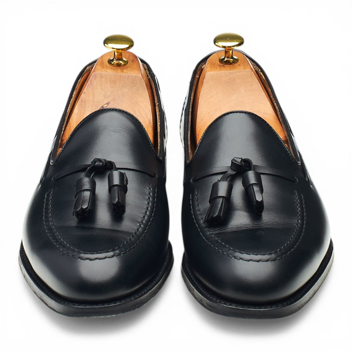 'Harry' Black Leather Tassel Loafers UK 8 F