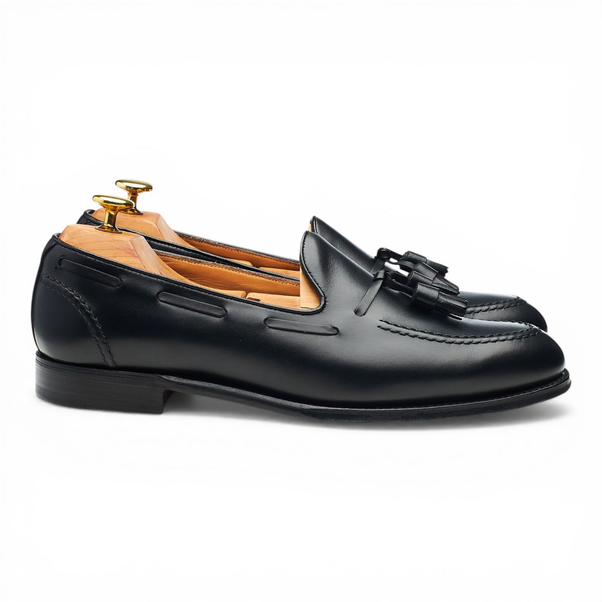 'Harry' Black Leather Tassel Loafers UK 8 F