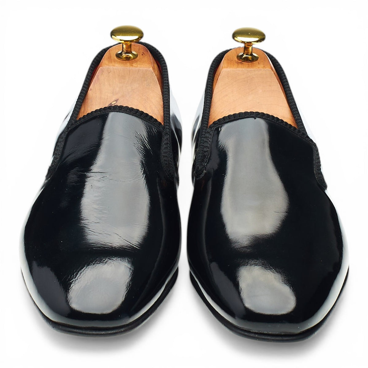 'Churchill' Black Patent Leather Slippers UK 8.5