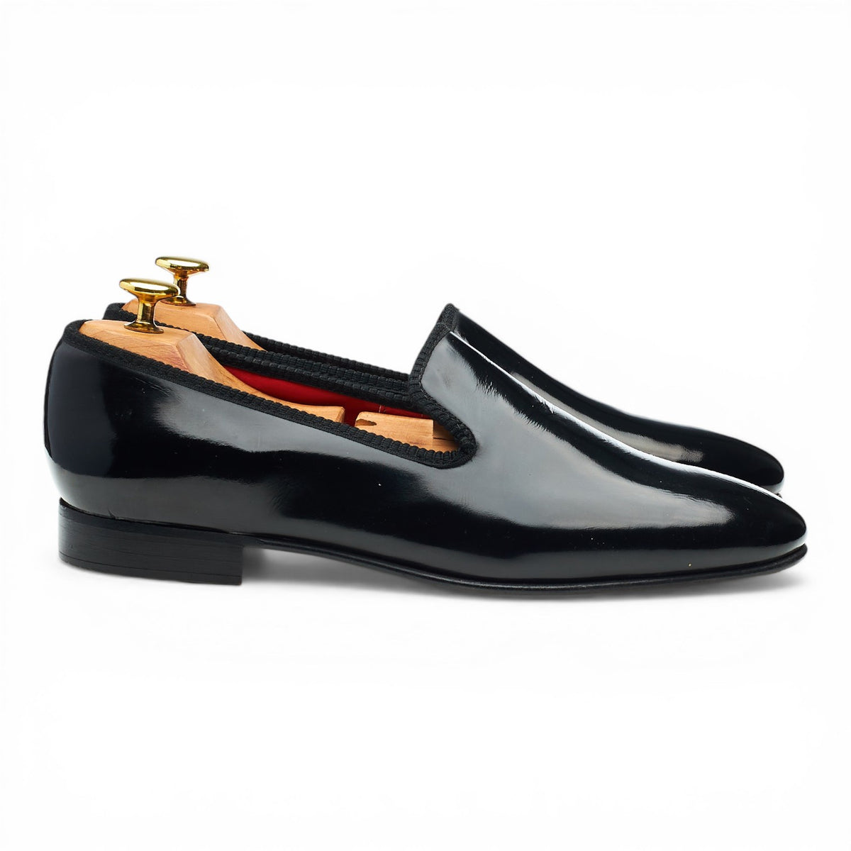 'Churchill' Black Patent Leather Slippers UK 8.5