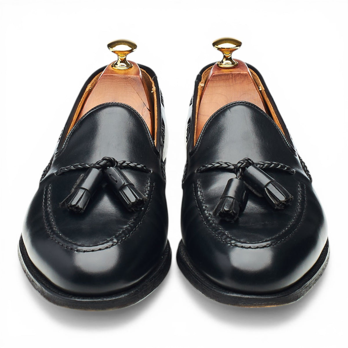'Langham' Black Leather Tassel Loafers UK 9 EX