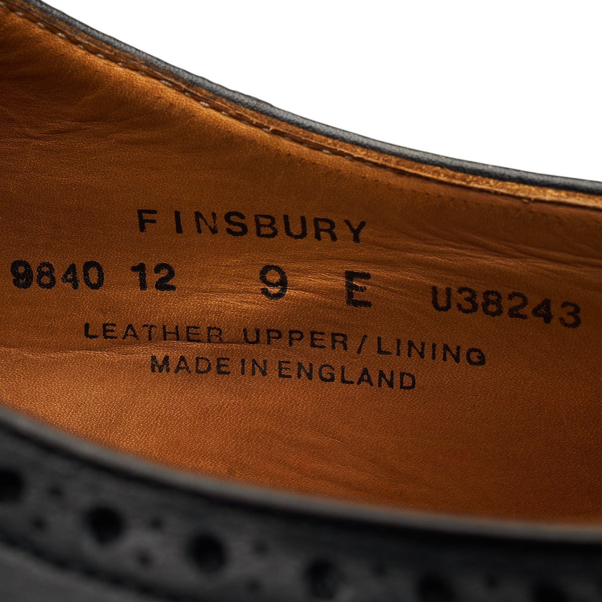 'Finsbury' Black Leather Oxford Brogues UK 9 E