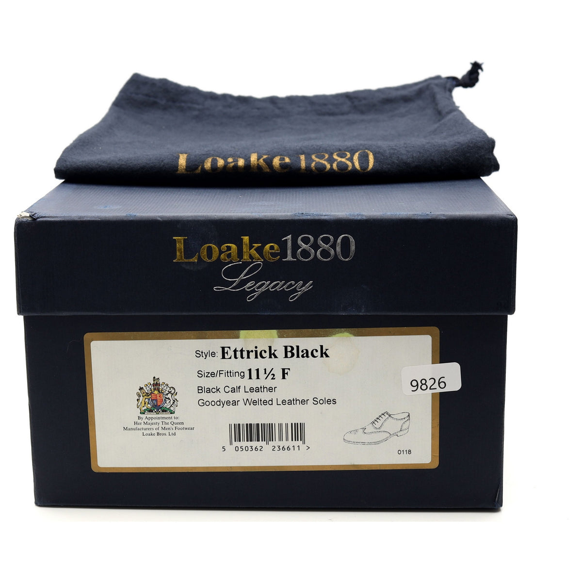 1880 Legacy &#39;Ettrick&#39; Black Leather Oxford Brogues UK 11.5 F