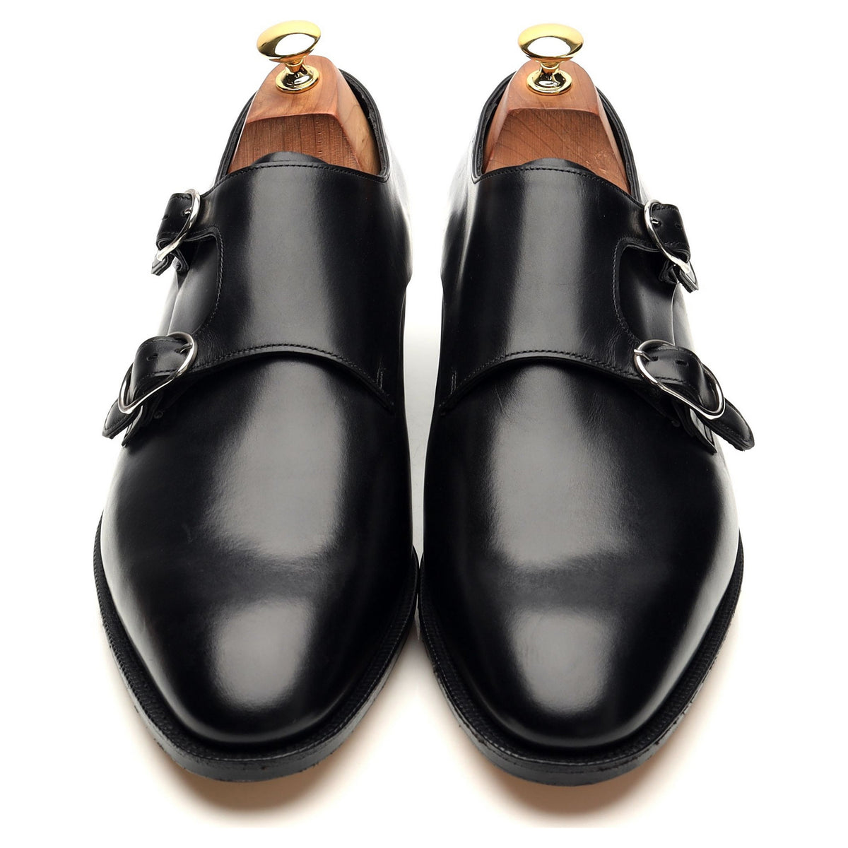 'Victor' Black Leather Double Monk Strap UK 10 E