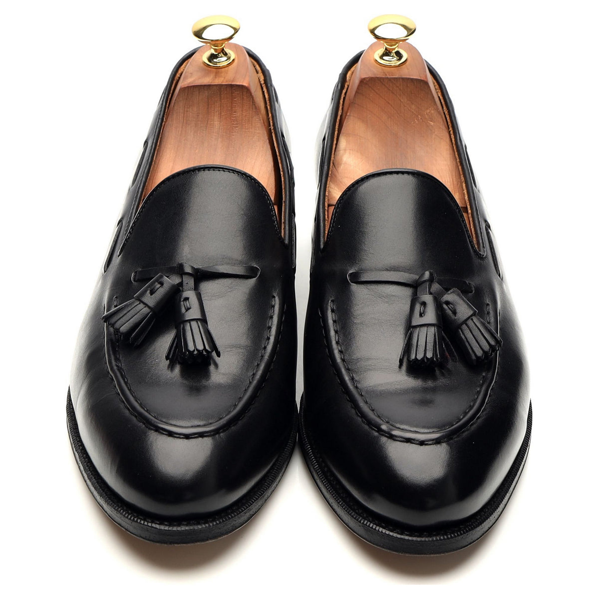 &#39;101381&#39; Black Leather Tassel Loafers UK 9.5 E