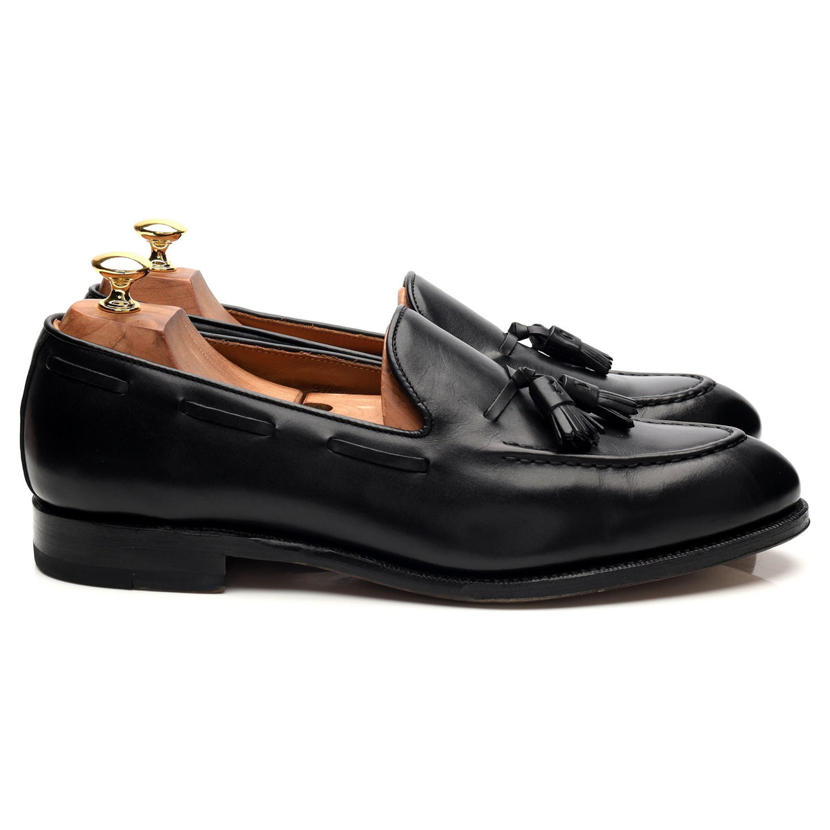 &#39;101381&#39; Black Leather Tassel Loafers UK 9.5 E
