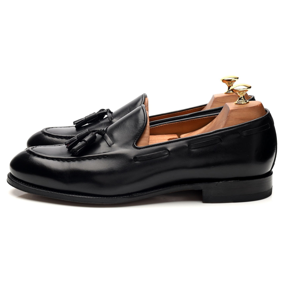 &#39;101381&#39; Black Leather Tassel Loafers UK 9.5 E