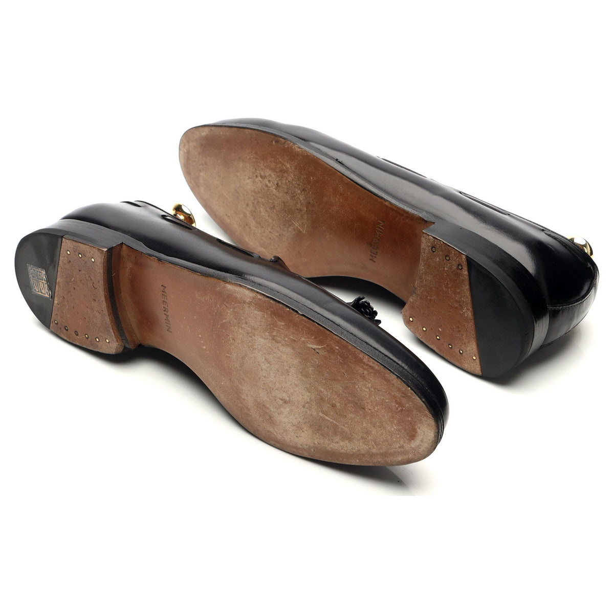 &#39;101381&#39; Black Leather Tassel Loafers UK 9.5 E