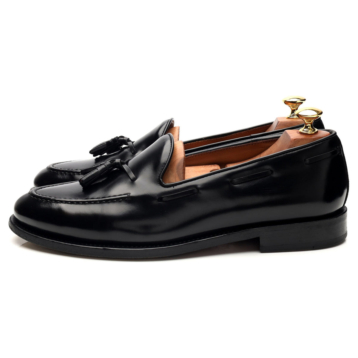 &#39;Cadregatt&#39; Black Leather Tassel Loafers UK 9.5