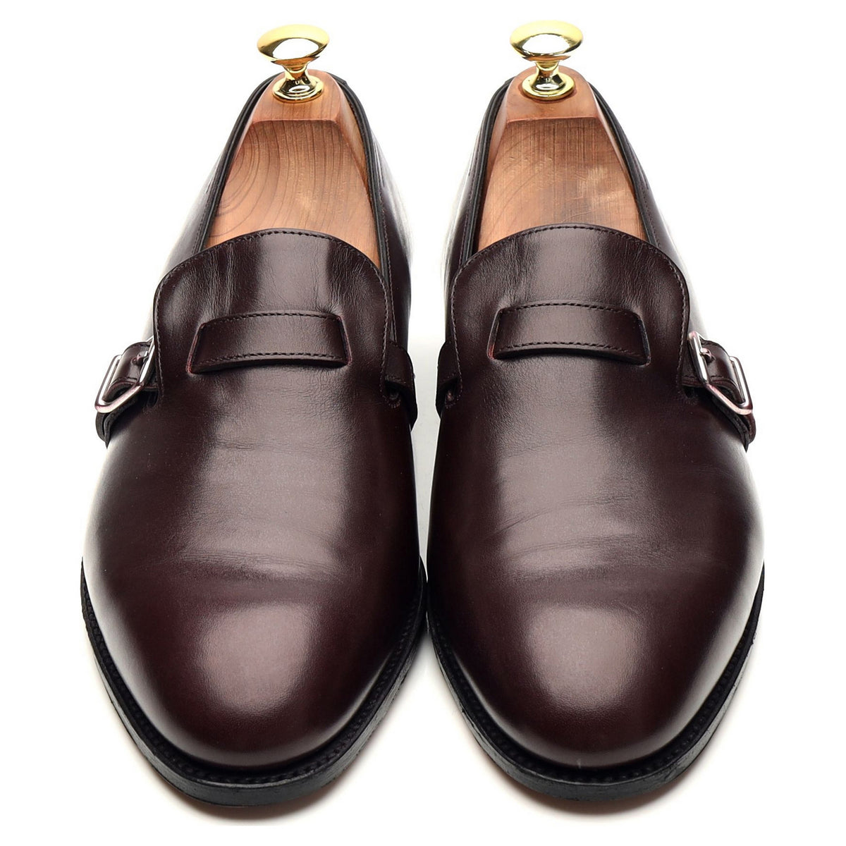 &#39;Delano II&#39; Burgundy Leather Monk Strap Loafers UK 8 E