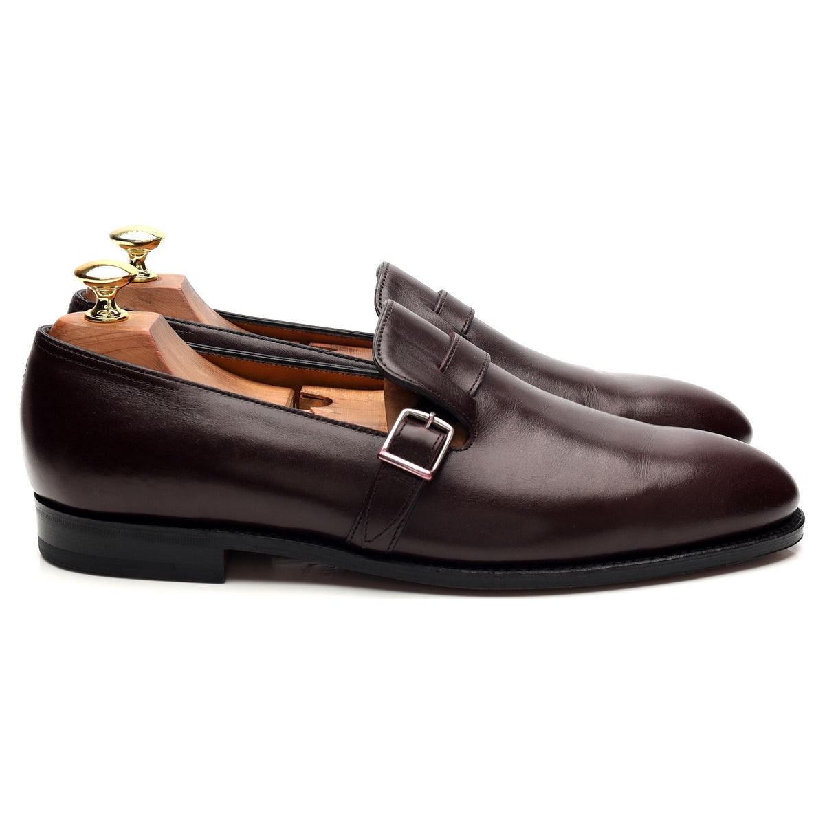 &#39;Delano II&#39; Burgundy Leather Monk Strap Loafers UK 8 E