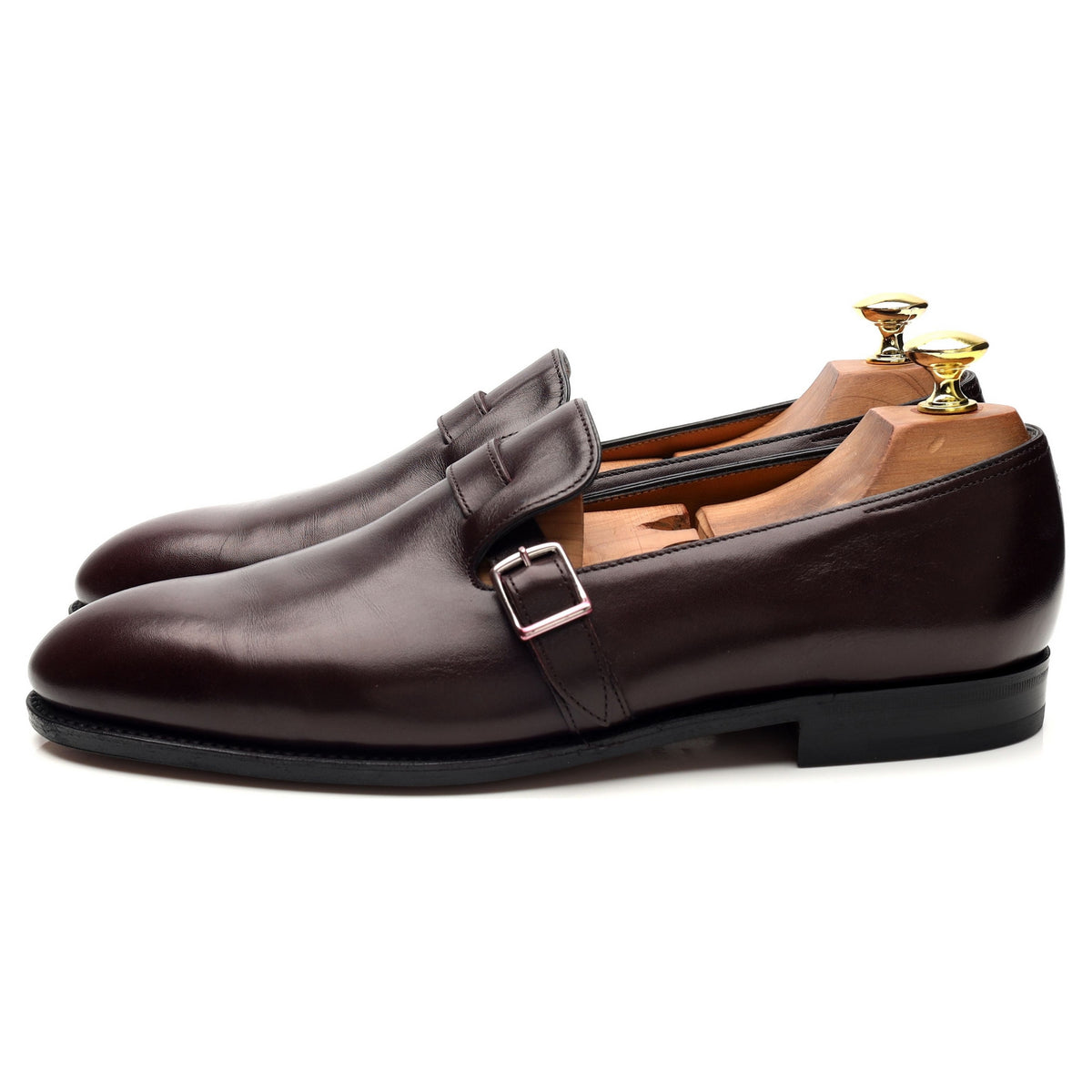 &#39;Delano II&#39; Burgundy Leather Monk Strap Loafers UK 8 E
