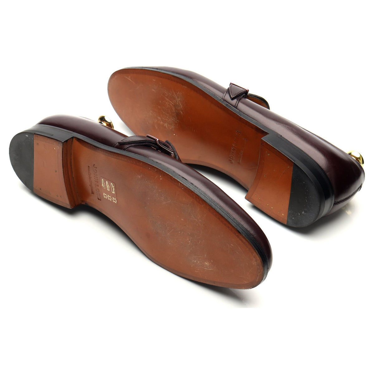 &#39;Delano II&#39; Burgundy Leather Monk Strap Loafers UK 8 E