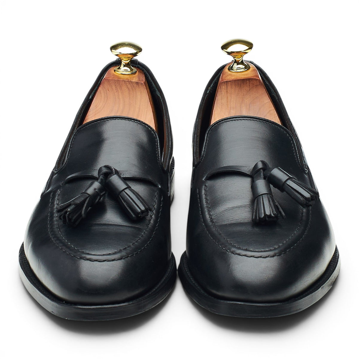 1880 'Russell' Black Leather Tassel Loafers UK 7.5 F
