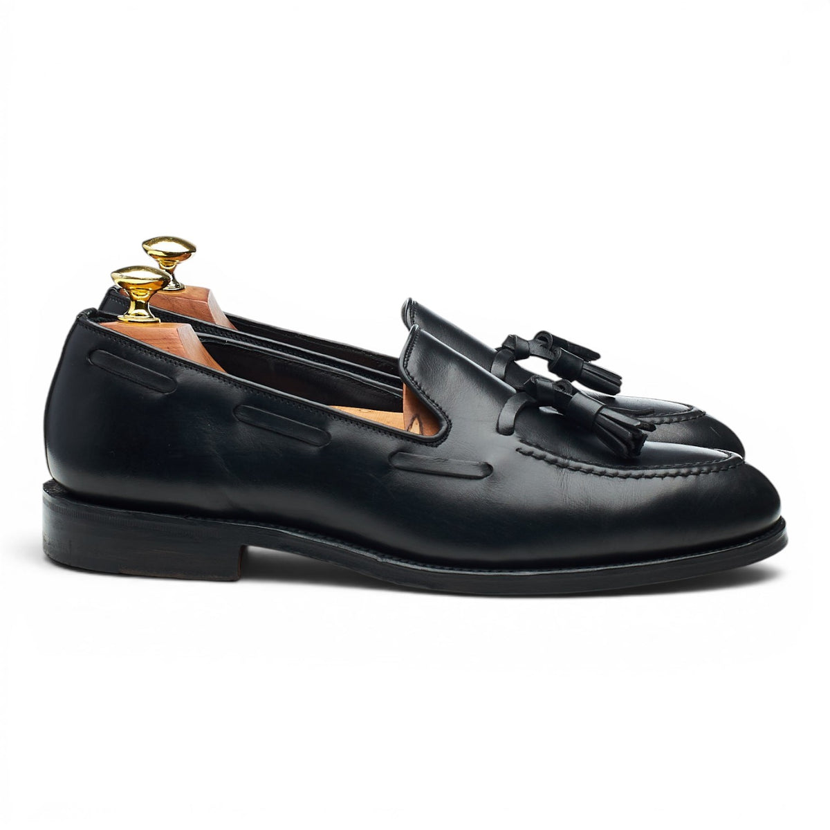1880 'Russell' Black Leather Tassel Loafers UK 7.5 F