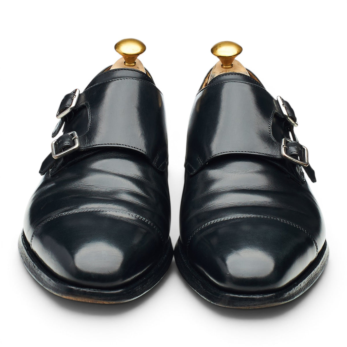 'Lowndes' Black Leather Double Monk Strap UK 8.5 E