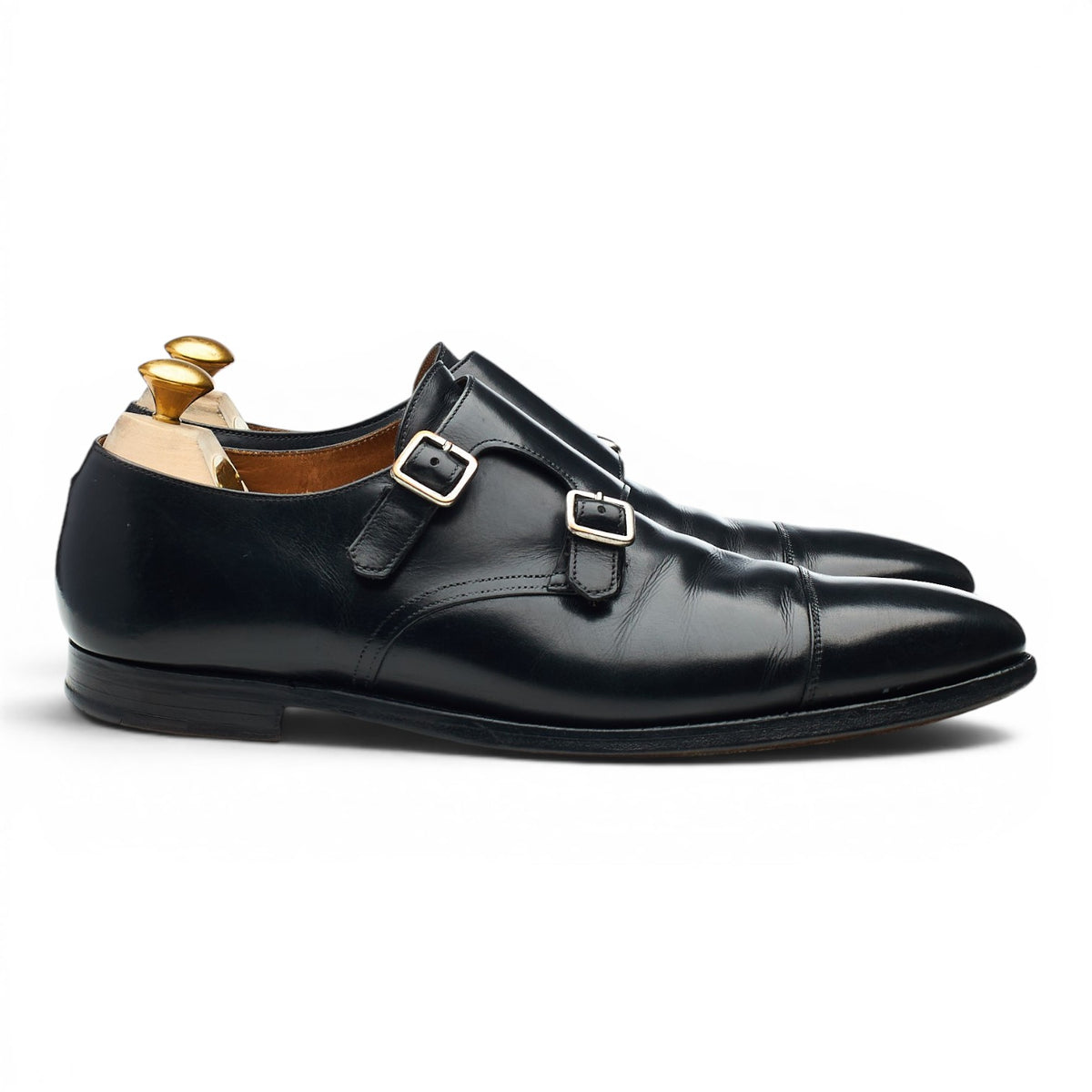 'Lowndes' Black Leather Double Monk Strap UK 8.5 E