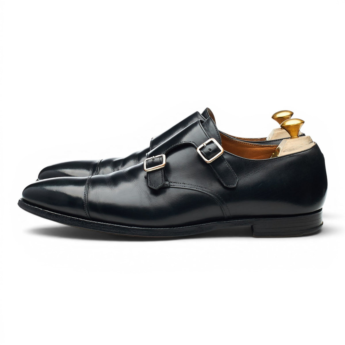 'Lowndes' Black Leather Double Monk Strap UK 8.5 E