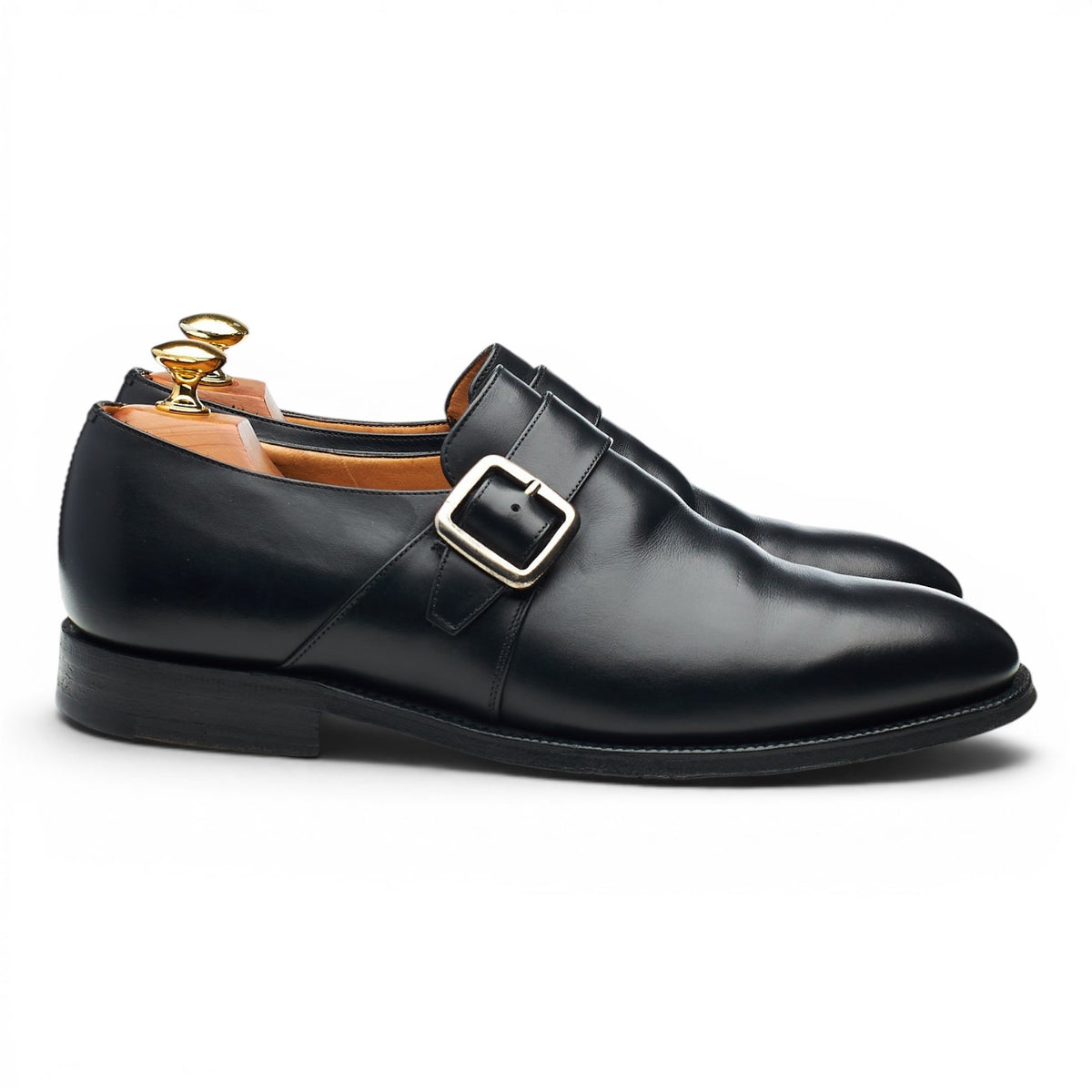 'Sydney' Black Leather Single Monk Strap UK 8 G