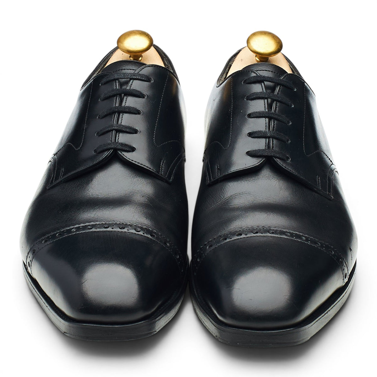 'Dundee' Black Leather Cap Toe Derby UK 8.5 E