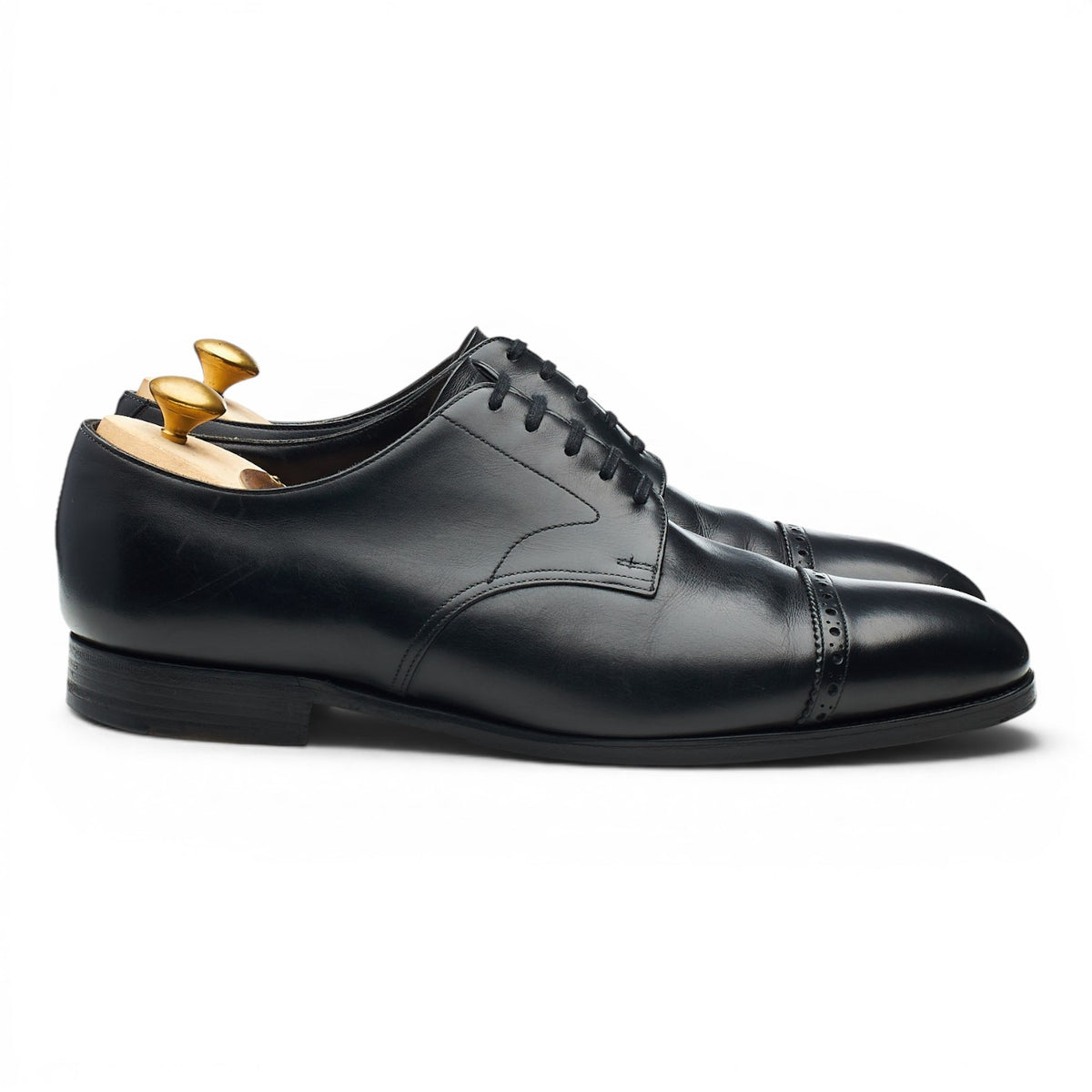 'Dundee' Black Leather Cap Toe Derby UK 8.5 E