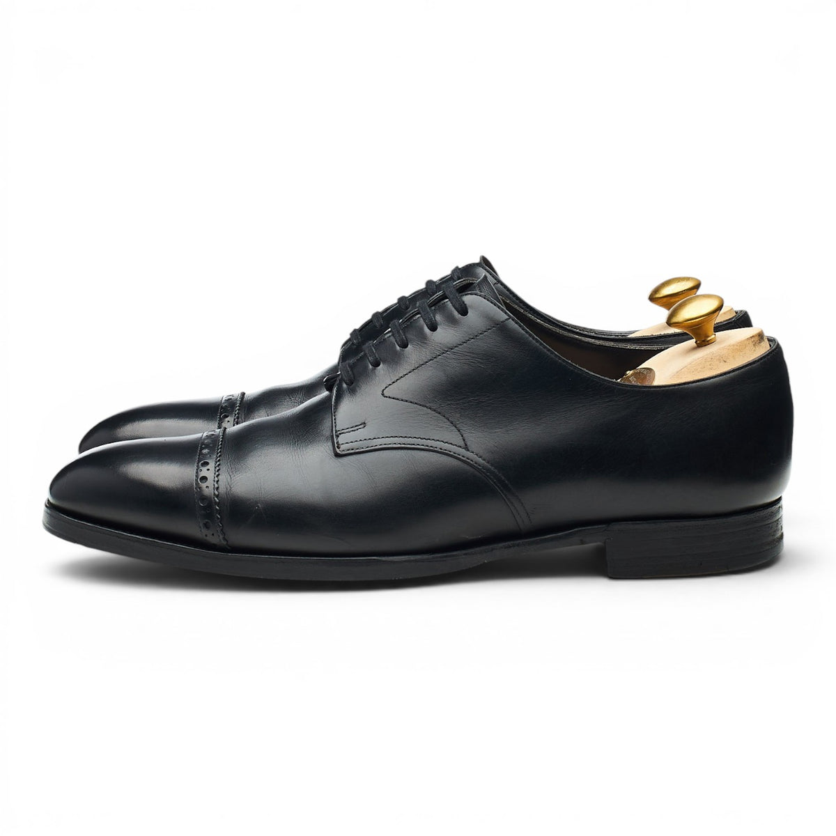'Dundee' Black Leather Cap Toe Derby UK 8.5 E