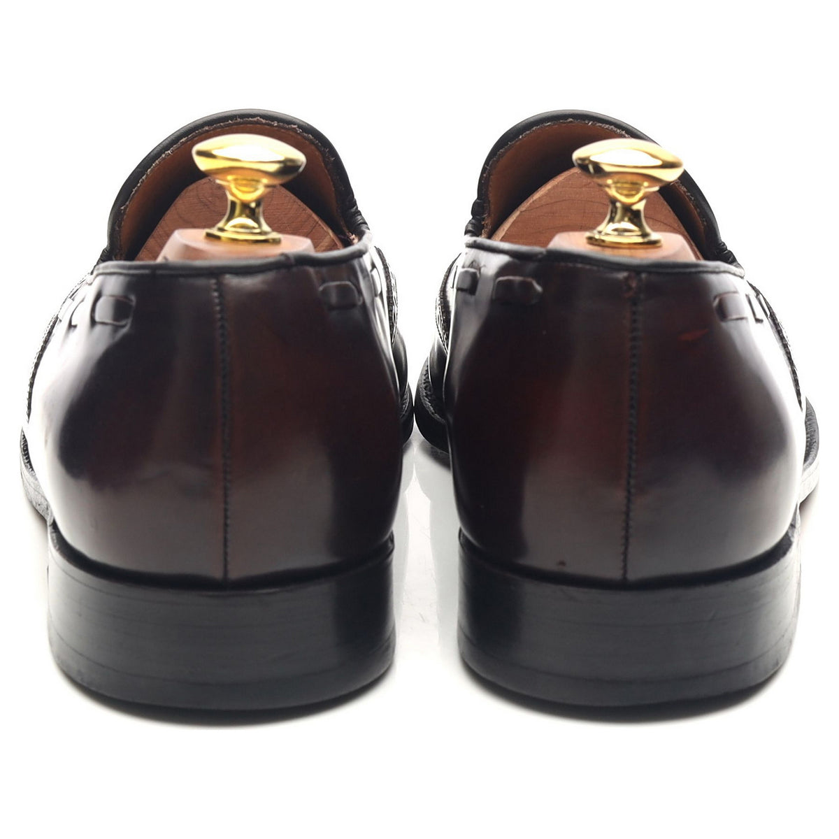 &#39;Clive&#39; Burgundy Leather Wing Cap Tassel Loafers UK 8 F