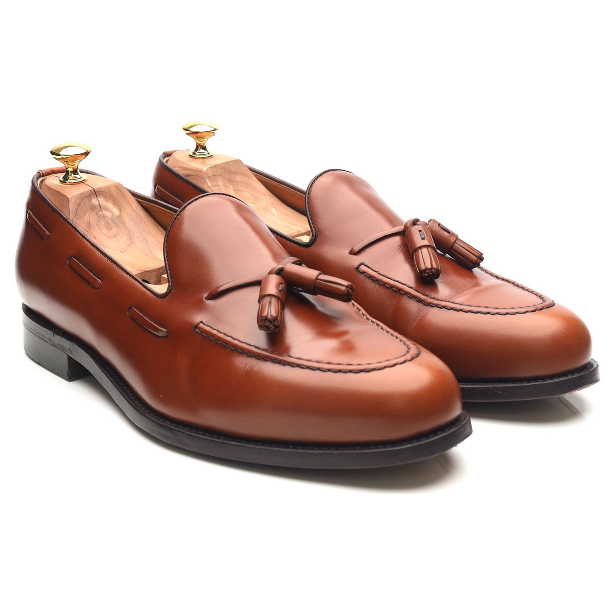 &#39;Fletcher&#39; Tan Brown Leather Tassel Loafers UK 12 F