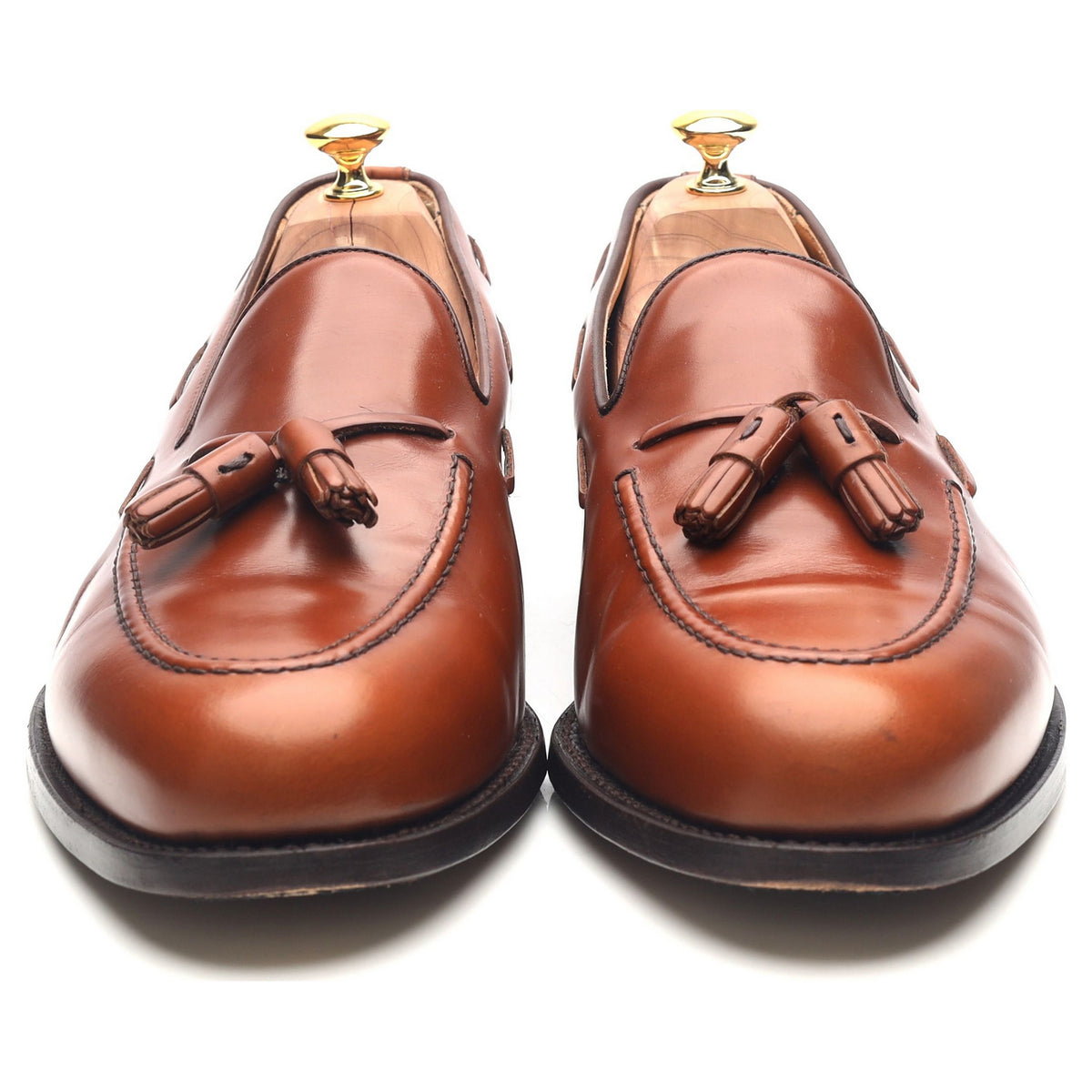 &#39;Fletcher&#39; Tan Brown Leather Tassel Loafers UK 12 F