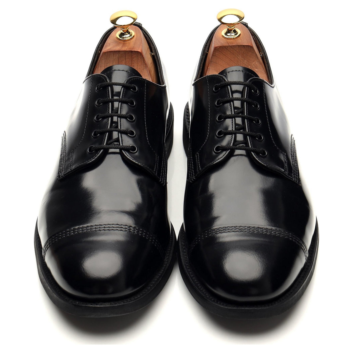 &#39;1128B&#39; Black Leather Military Derby UK 9.5