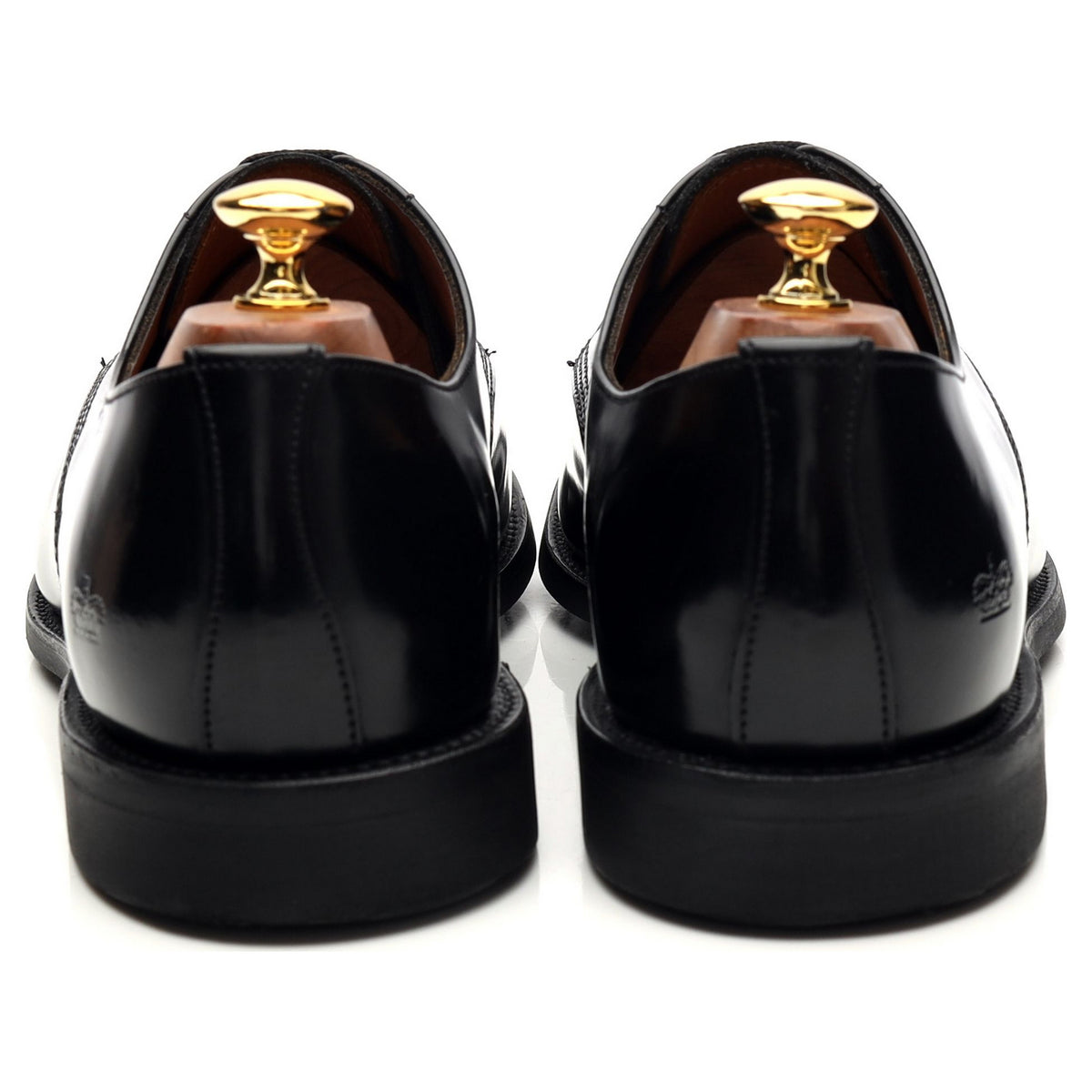 &#39;1128B&#39; Black Leather Military Derby UK 9.5