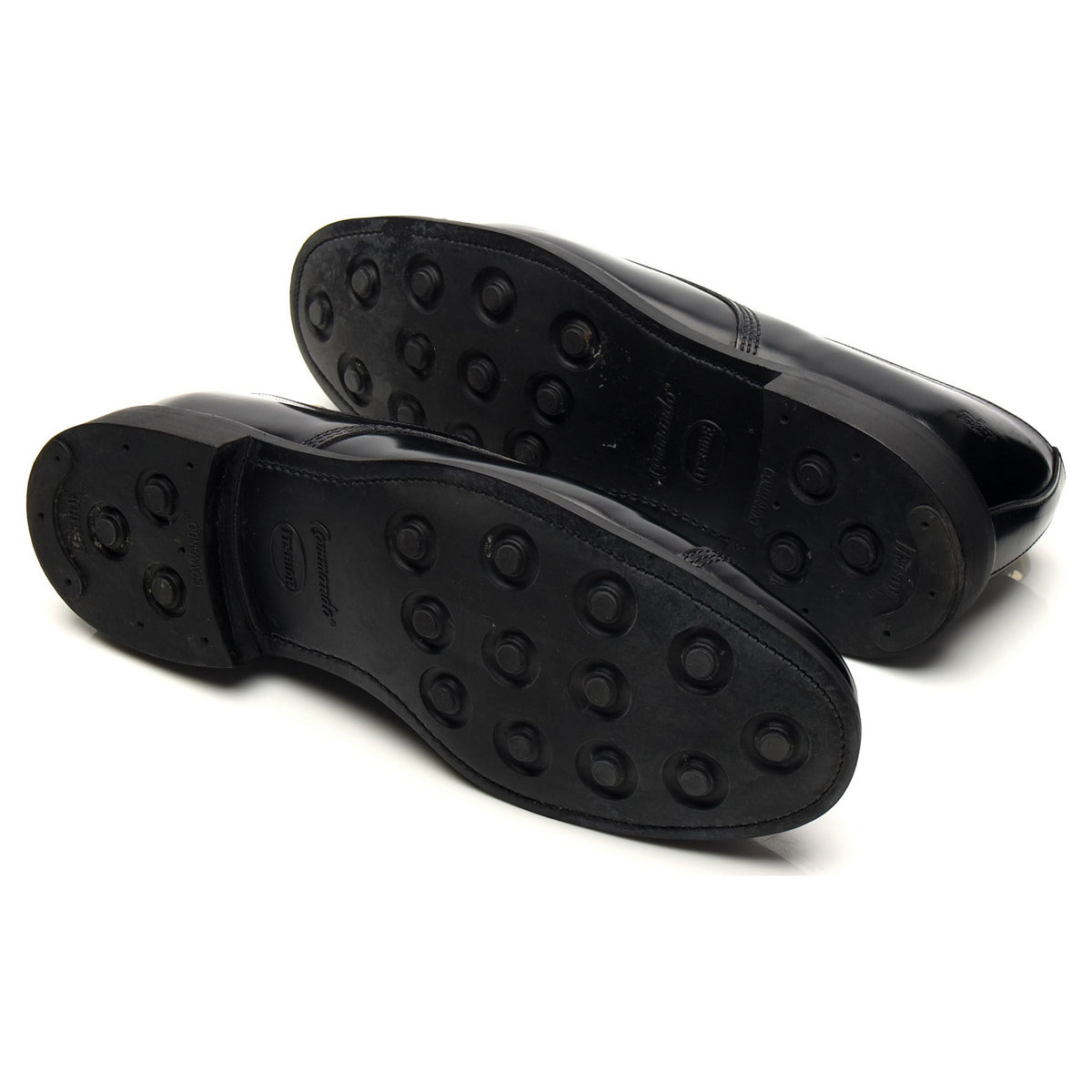 &#39;1128B&#39; Black Leather Military Derby UK 9.5