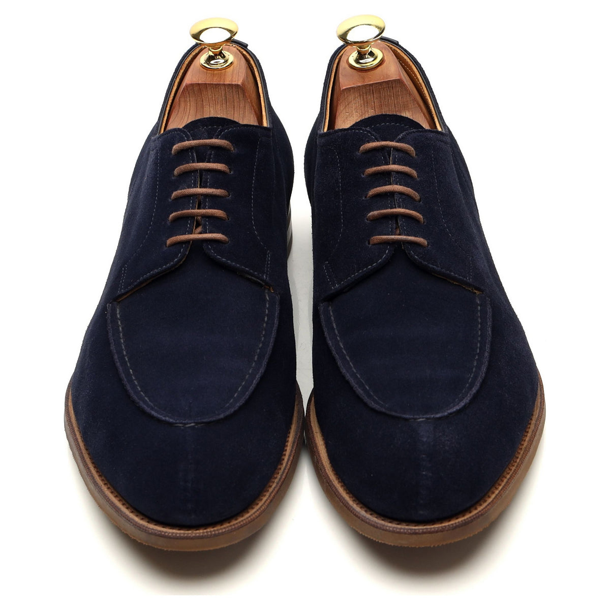 &#39;Dover&#39; Navy Blue Suede Split Toe Derby UK 9 E