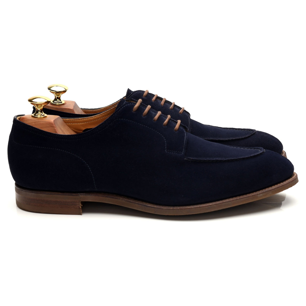 &#39;Dover&#39; Navy Blue Suede Split Toe Derby UK 9 E