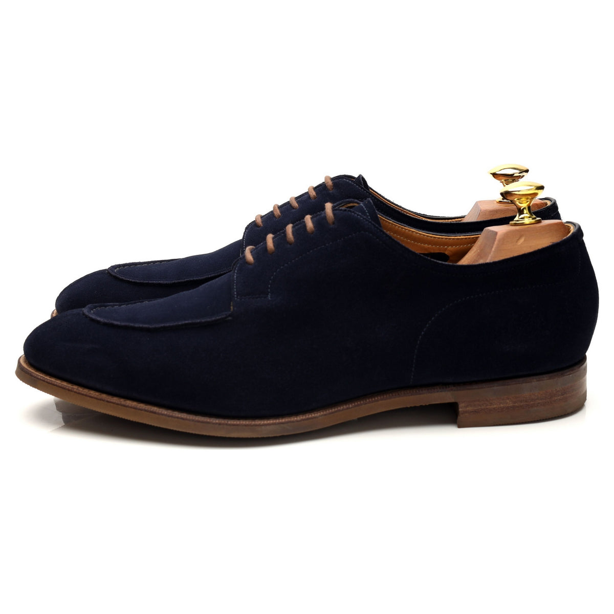 &#39;Dover&#39; Navy Blue Suede Split Toe Derby UK 9 E