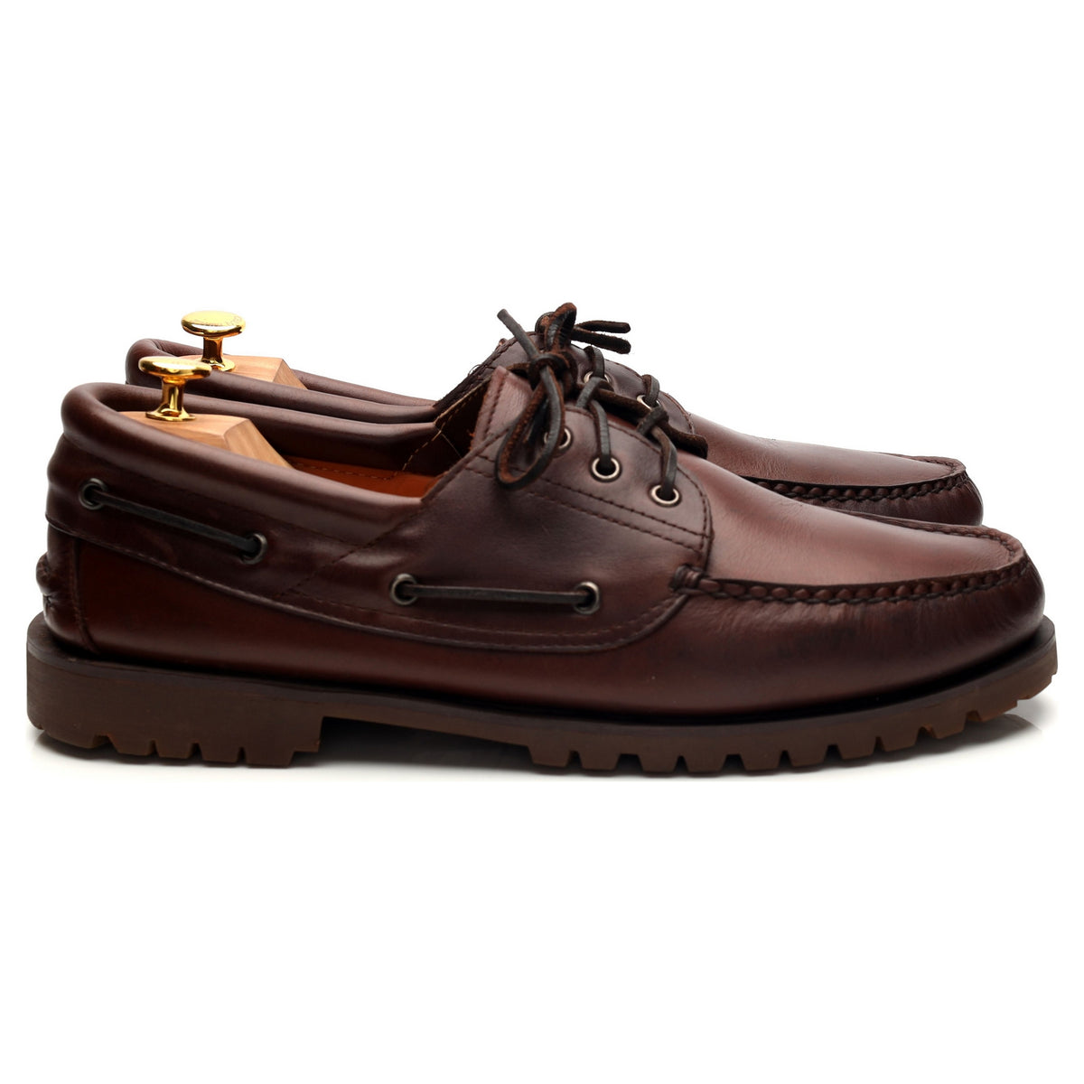 &#39;Cutter&#39; Brown Leather Boat Shoes UK 13