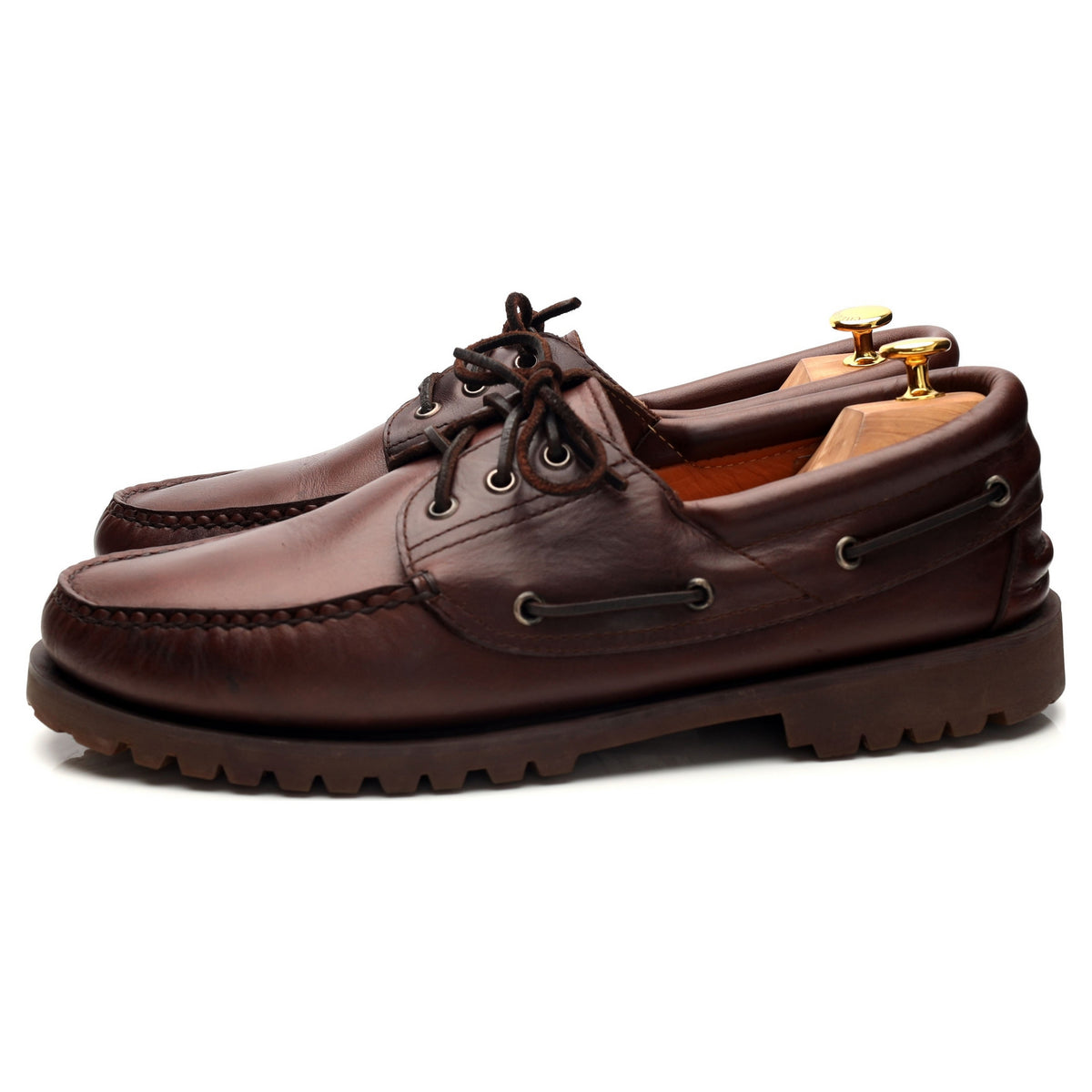 &#39;Cutter&#39; Brown Leather Boat Shoes UK 13