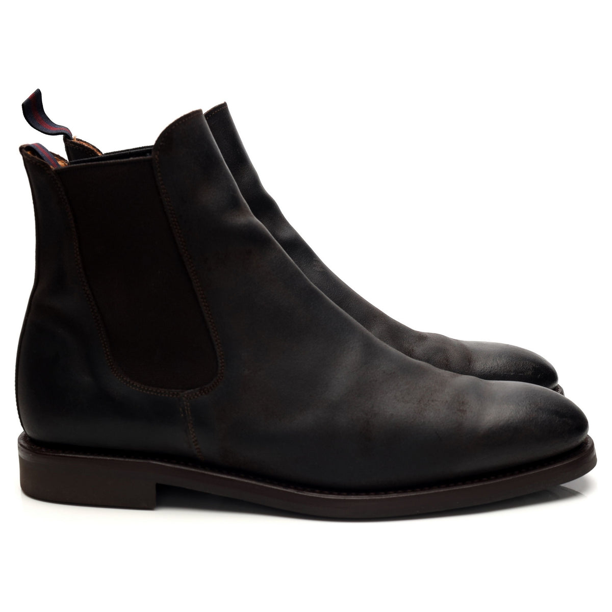 &#39;Liam&#39; Dark Brown Waxy Suede Chelsea Boots UK 11
