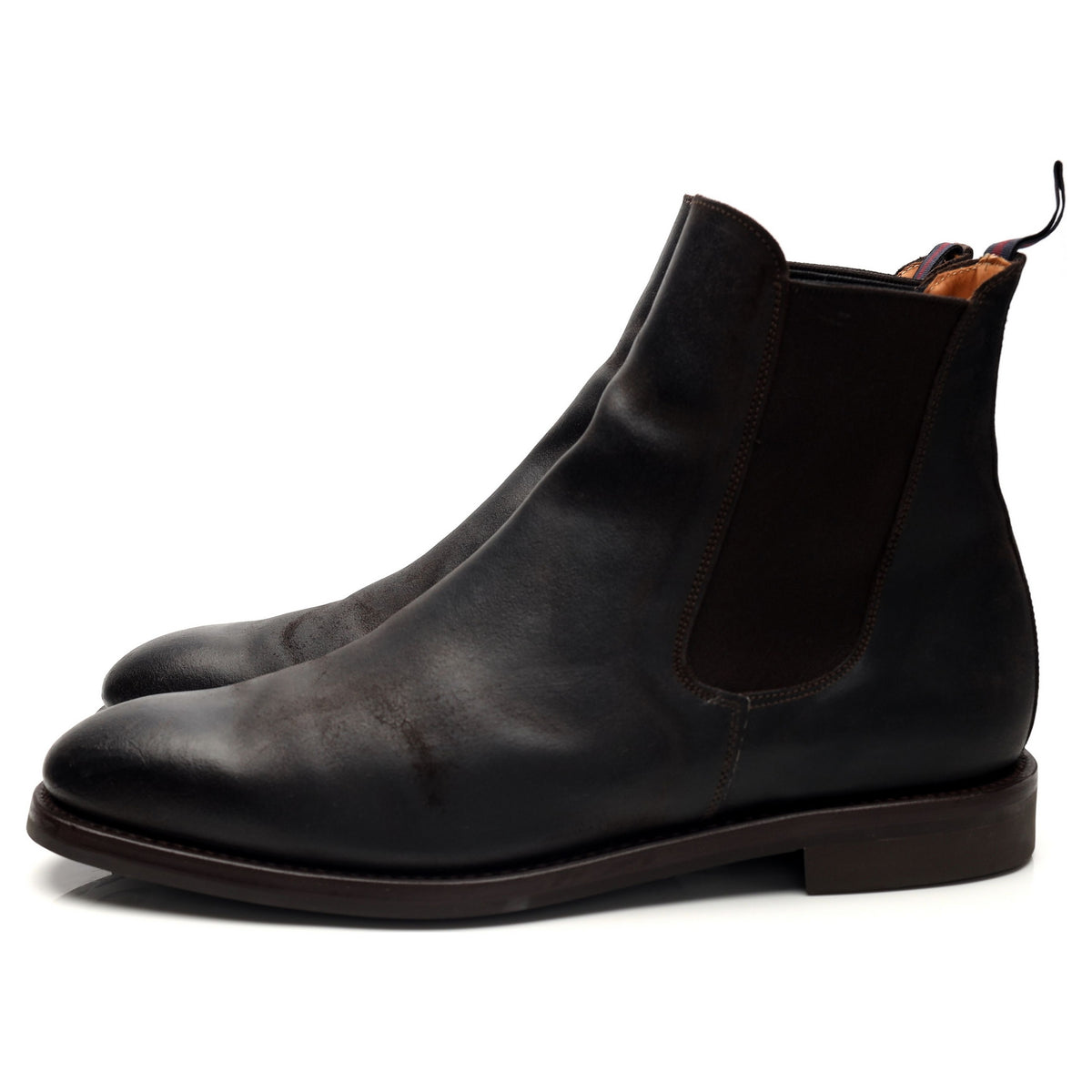 &#39;Liam&#39; Dark Brown Waxy Suede Chelsea Boots UK 11
