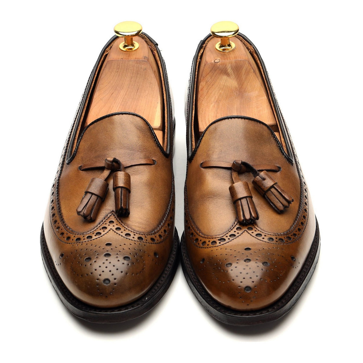 &#39;Frederick&#39; Brown Leather Tassel Loafers UK 6 F